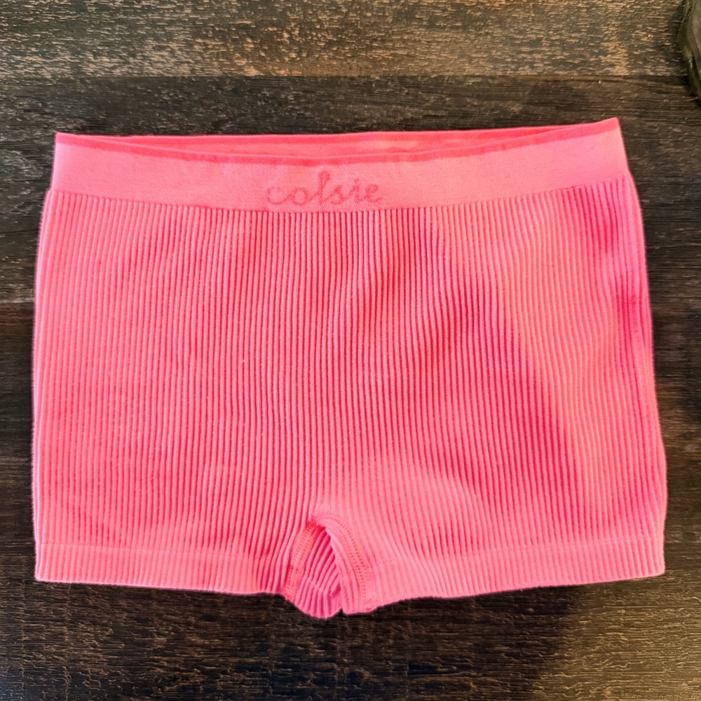Colsie Coral Ribbed Lounge Shorts